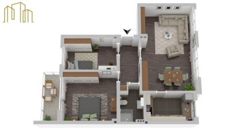 Kapitalanlage oder Eigenheim – Eigentumswohnung mit Balkon und Garage - Grundriss 1. Obergeschoss (70838)