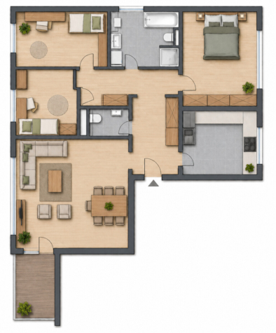 Attraktive 4-Zimmer-Wohnung mit Balkon & Garage auf Emst! - Grundriss (69897)