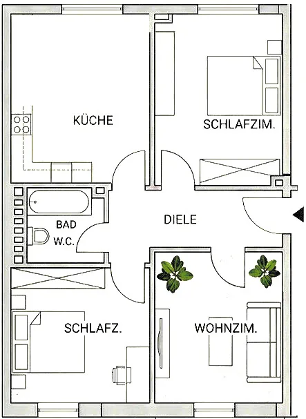 Helle 3-Zimmer-Wohnung im Grünen mit top Anbindung - 1. Obergeschoss (71341)