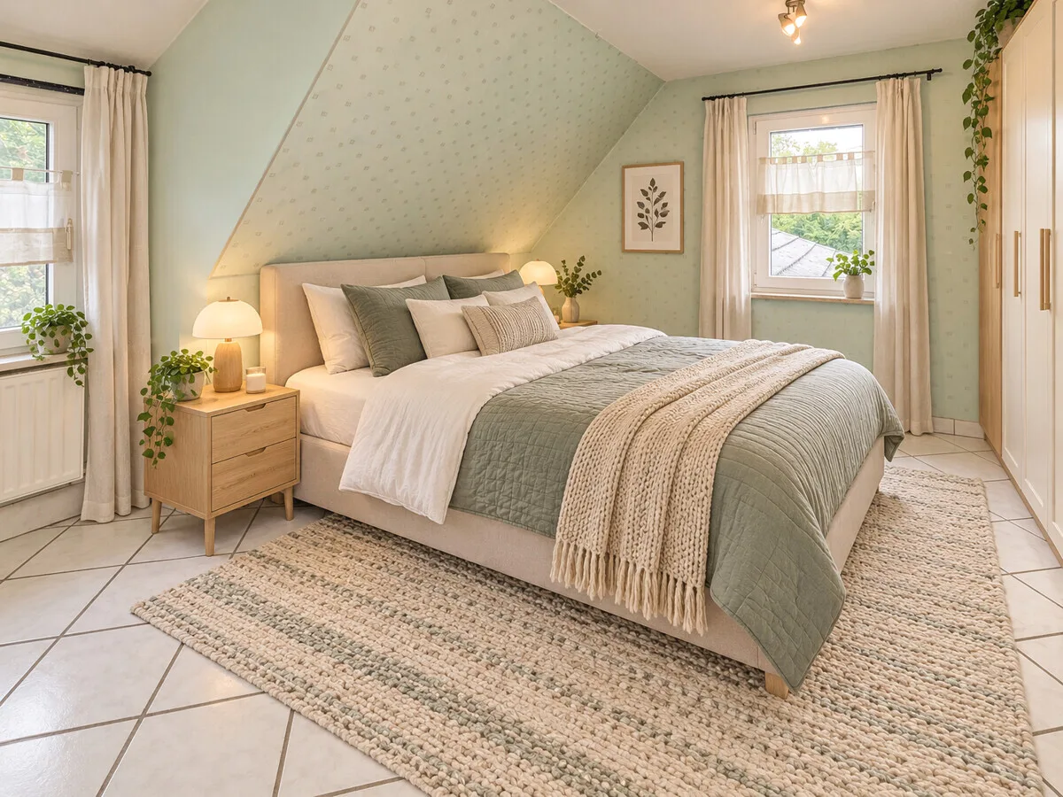 Schlafzimmer mit visualisierten Möbeln