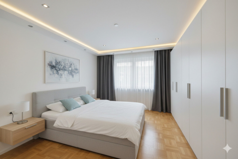 Großzügige 4-Zimmer-Eigentumswohnung mit Balkon, Garage & Ausbaupotenzial - Visualisierung Schlafzimmer (69954)