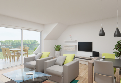 Stilvolle 3-Zimmer-Wohnung mit Balkon in Altlünen - Visualisierung Wohnzimmer (71007)