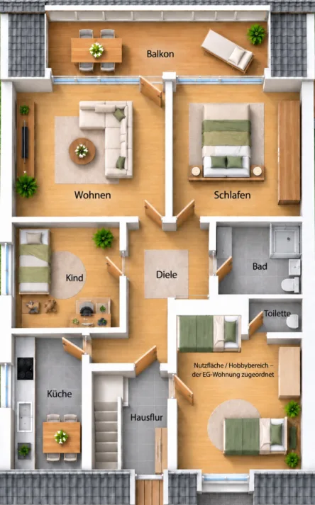 Wohnen und investieren mit Weitblick – Mehrfamilienhaus mit Gartenidylle - Dachgeschoss (71471)