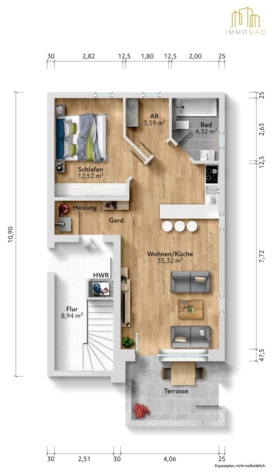 Top-modernisierte, bezugsfreie Eigentumswohnung mit Terrasse und Stellplatz - Souterrain (71206)