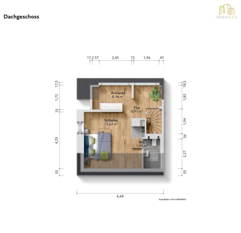 Doppelhaushälfte mit Wellness-Extras und Wohlfühlgarten - Dachgeschoss (71232)