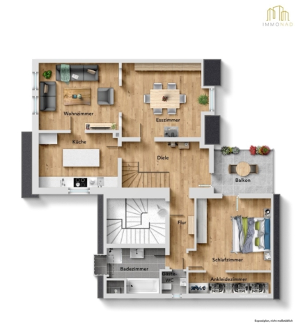 Wohntraum trifft Vielseitigkeit Maisonette mit Garage, & eigenständigem Studio - 1. Etage (71168)