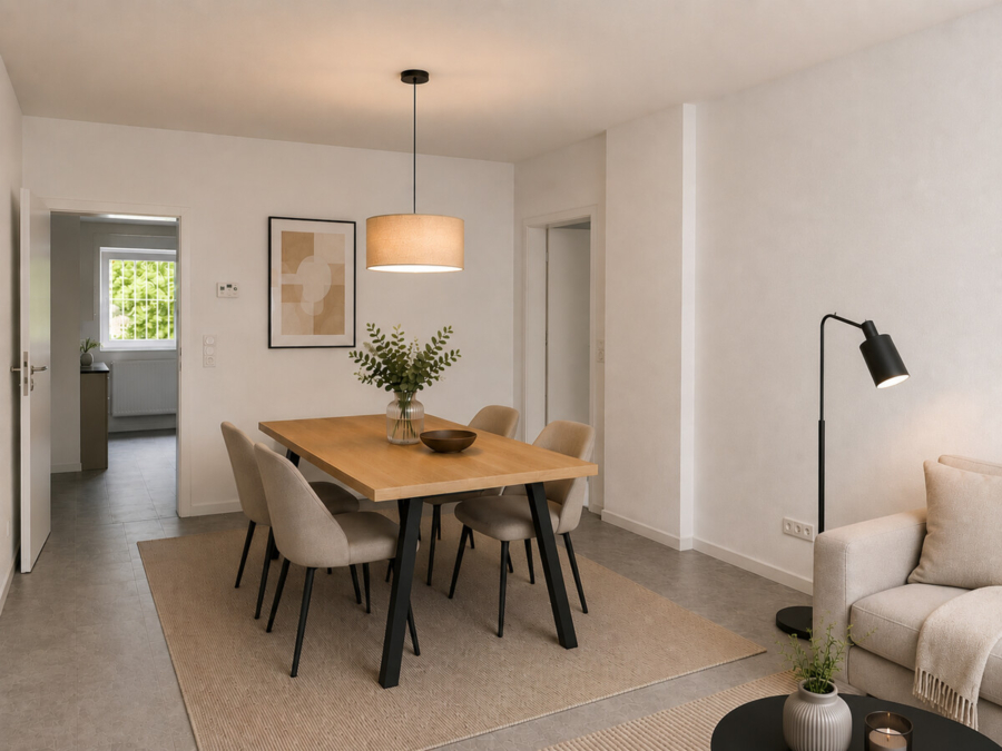 Visualisierung Essbereich im Wohnzimmer