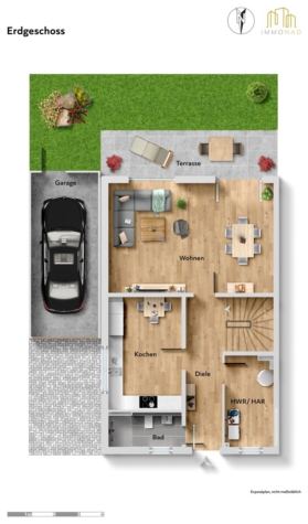 Ihr Zuhause zum Wohlfühlen! Doppelhaushälfte mit Garten - Erdgeschoss (71186)