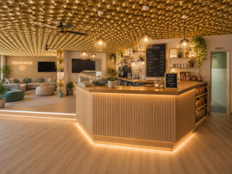 Charakterstarke Gewerbeeinheit für Gastronomie, Lounge oder Showroom - Visualisierung Theke (69796)