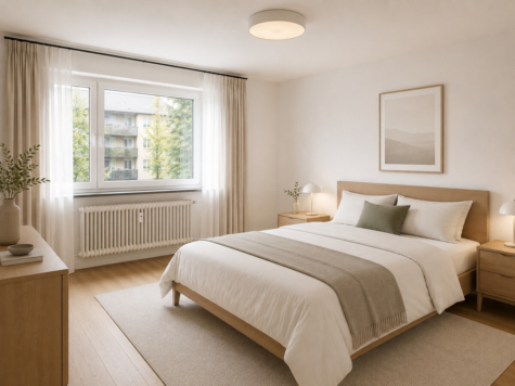 Moderne 3-Zimmer-Wohnung mit Balkon – frisch renoviert - Visualisierung Schlafzimmer (69685)