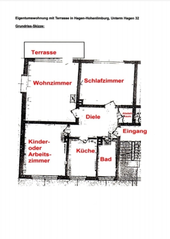Großzügige Eigentumswohnung mit Gartenzugang in ruhiger Wohngegend - Grundriss (70454)