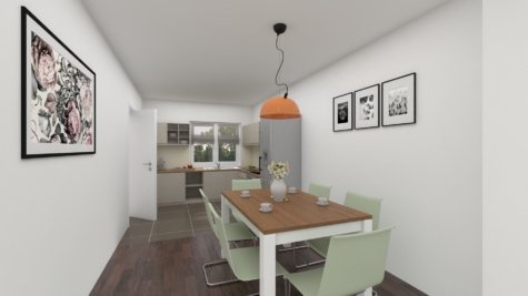 Charmantes Reihenmittelhaus mit Garten – Renovierungsbedürftiges Juwel mit Kellerbar- - (Visualisierung) Offene Küche (70850)