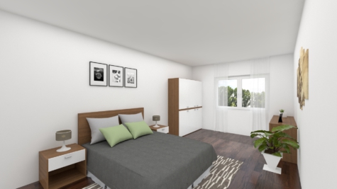 Charmantes Reihenmittelhaus mit Garten – Renovierungsbedürftiges Juwel mit Kellerbar- - (Visualisierung) Schlafzimmer (70861)
